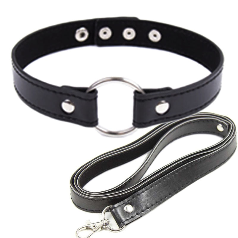 Exquisite Leather Collar with Leash