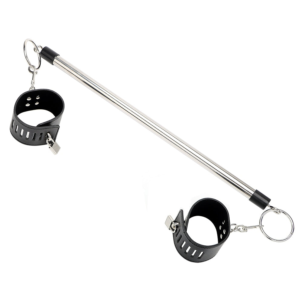 Leather and Stainless Steel Ankle Spreader Cuffs