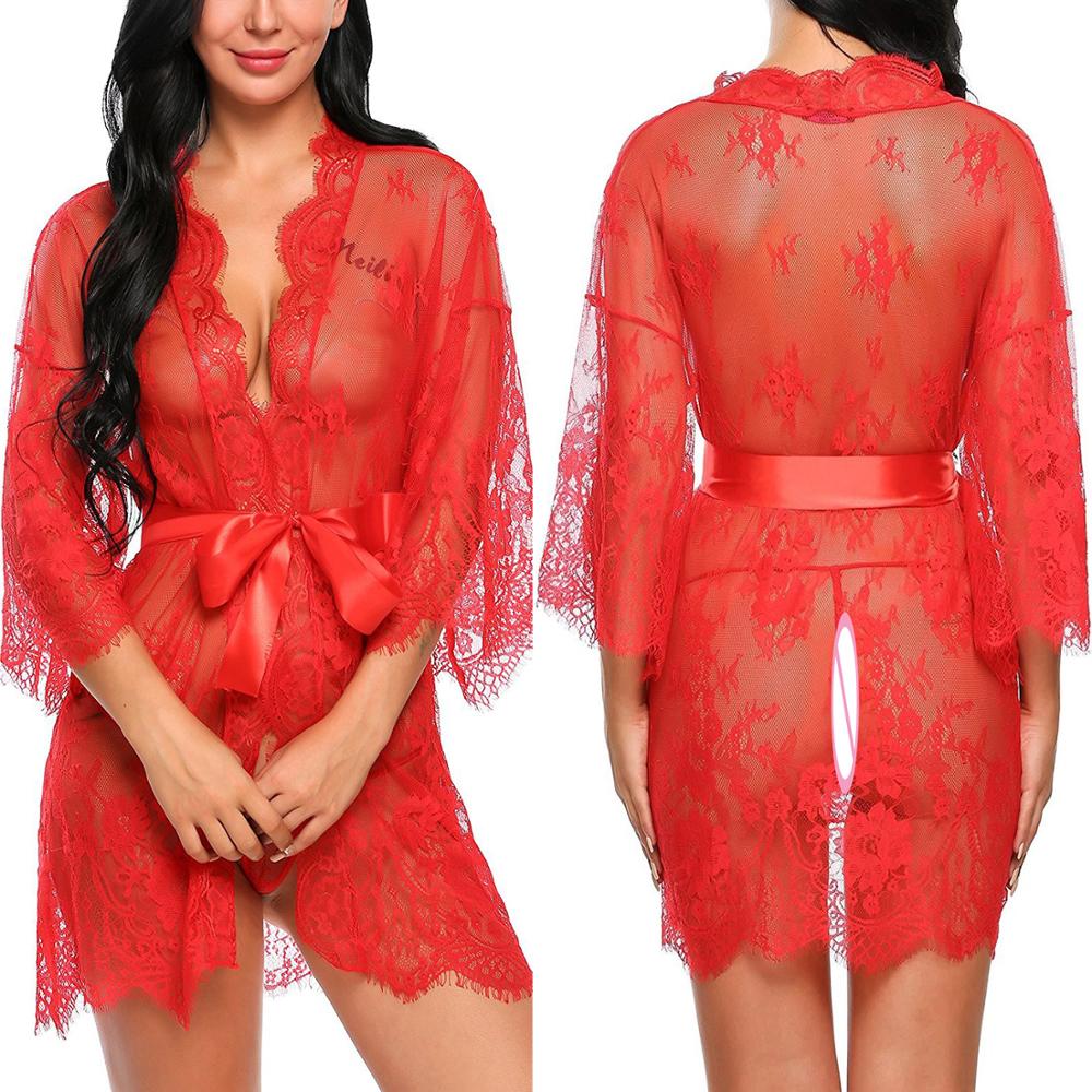 Women's Sexy Mesh Robe and G-Strings Set
