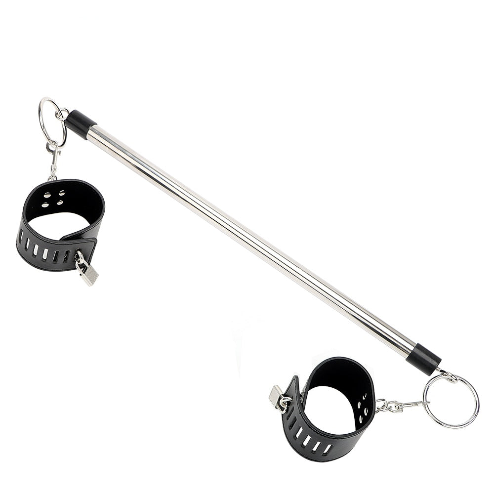 Leather and Stainless Steel Ankle Spreader Cuffs