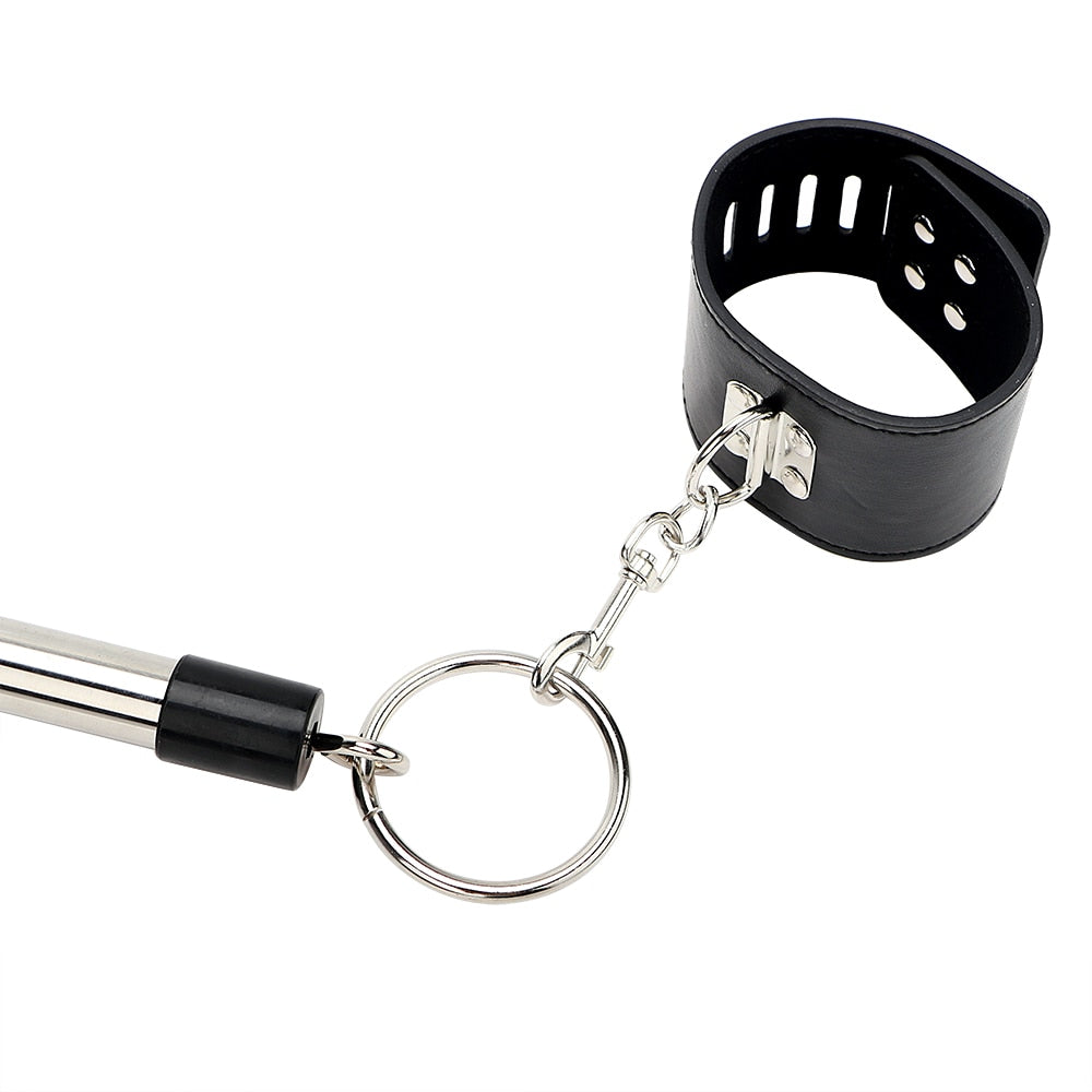 Leather and Stainless Steel Ankle Spreader Cuffs