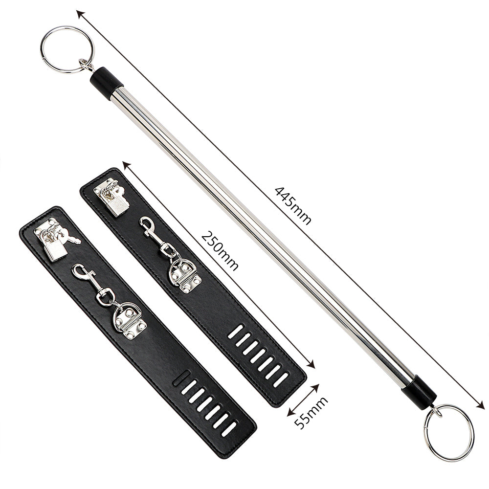 Leather and Stainless Steel Ankle Spreader Cuffs