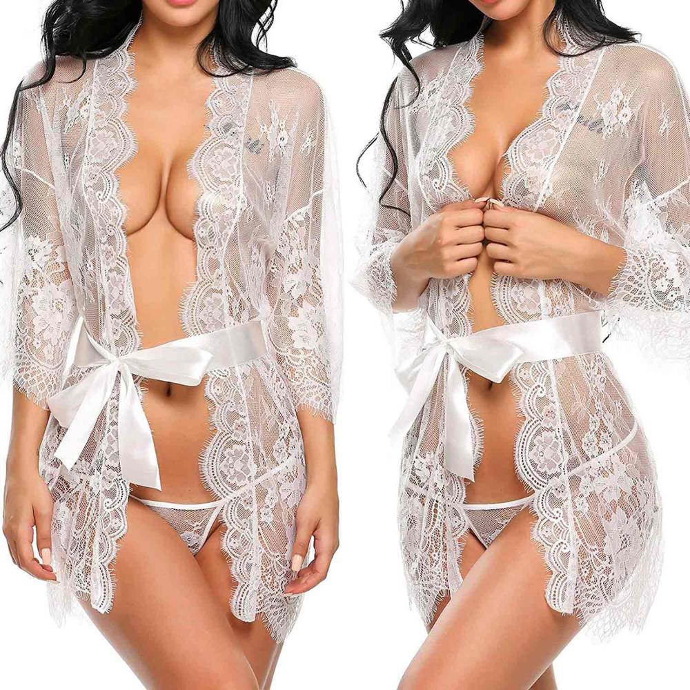 Women's Sexy Mesh Robe and G-Strings Set