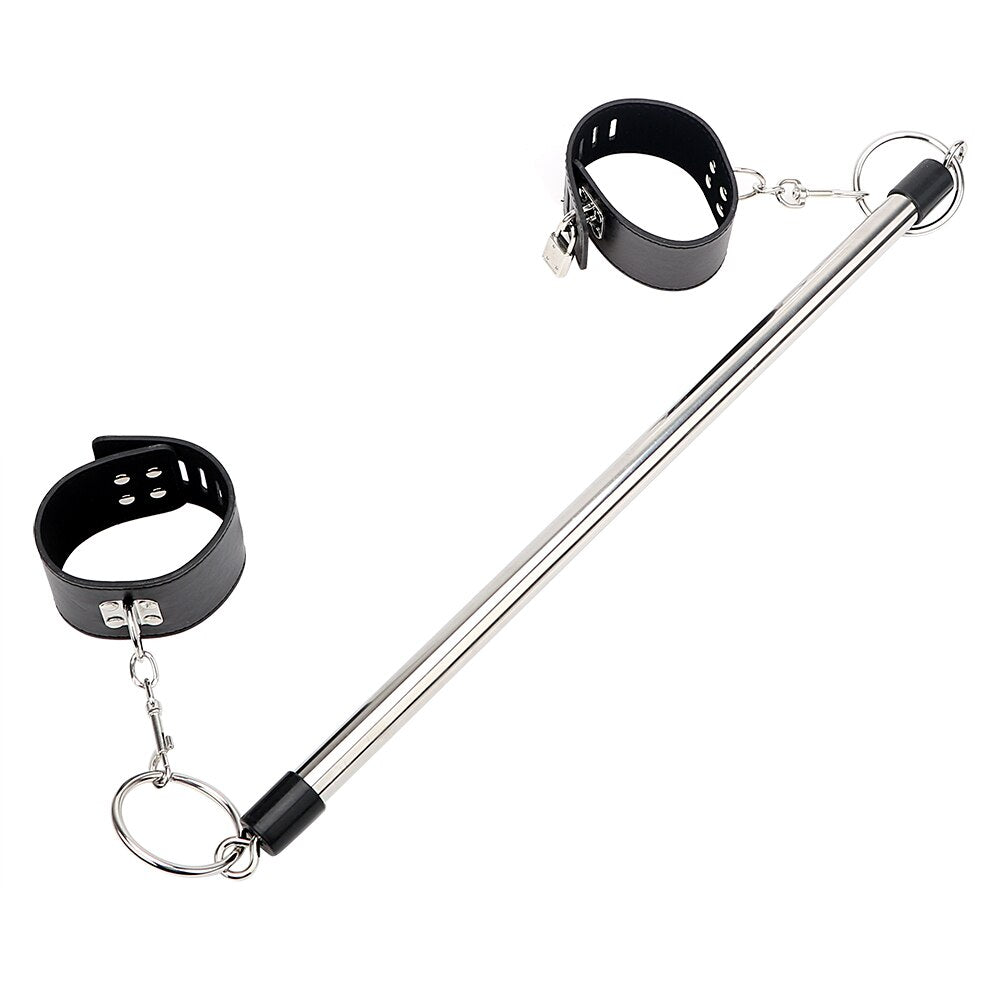 Leather and Stainless Steel Ankle Spreader Cuffs